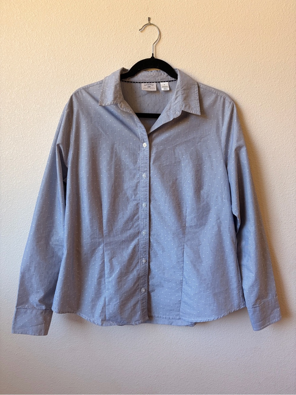 Riders by Lee Easy Care Women’s Large Blue Button Down Shirt